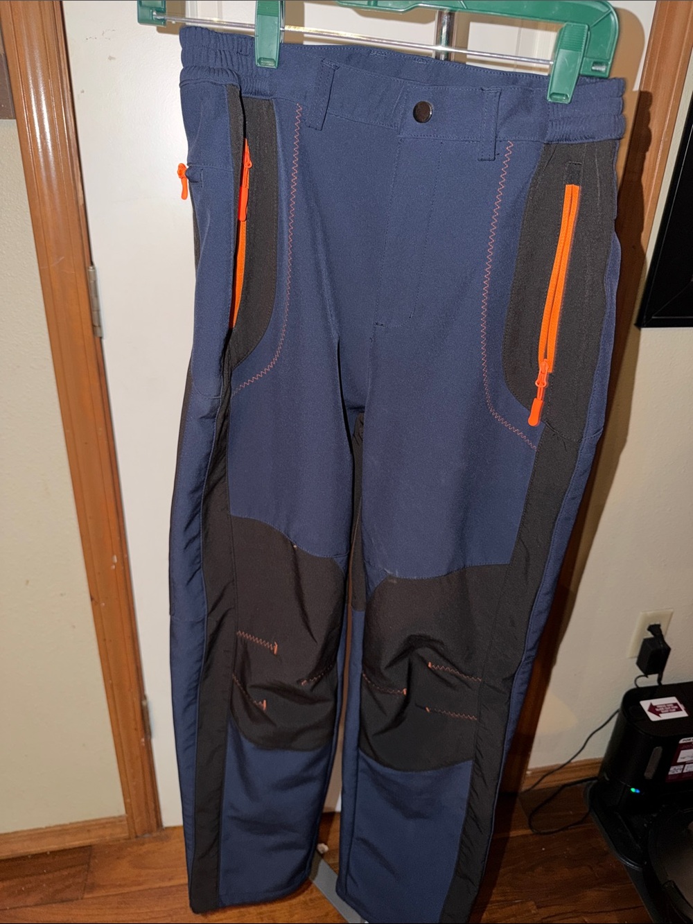 Men's Navy and Black Tech Joggers with Orange Zip Accents